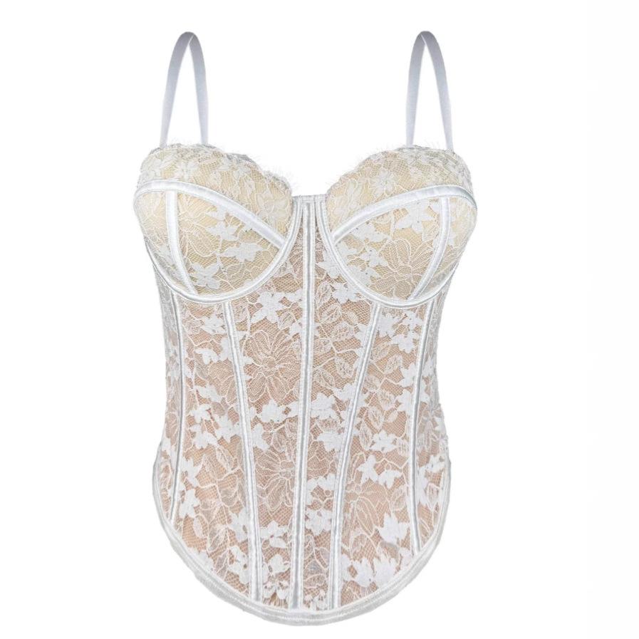 New European and American Spice Girls Black Lace Inner Suspender Premium Sense Outer Wear Shape Gathering Fishbone Corset