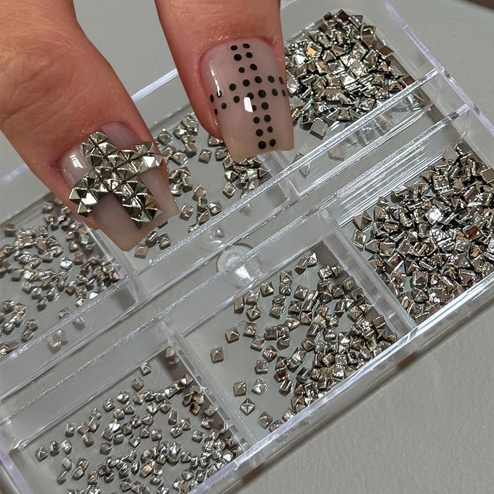 6 Grids/Box Nail Art Rivets Kit Metal Spike Studs DIY Nail Embellishments Gothic