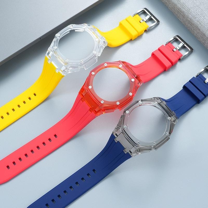 Ga2100 Silicone Mod Kit Strap Case Set For Casio GA-2100/2110 GA-B2100 Transparent Glacier Case Watchband With Refit Tool
