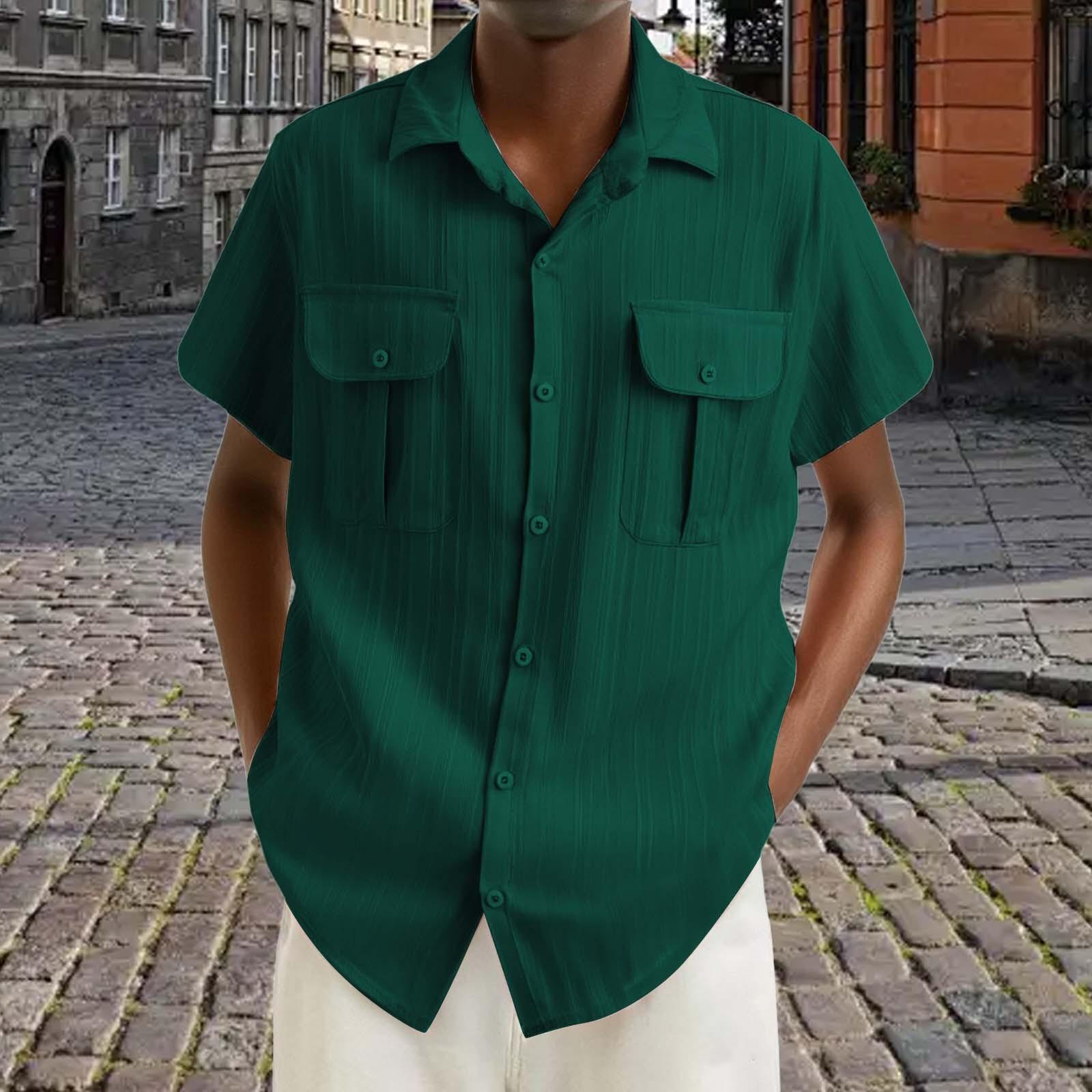 

Men s Casual Short-sleeved Shirt Sports Loose Lapel Men s Shirt XXL