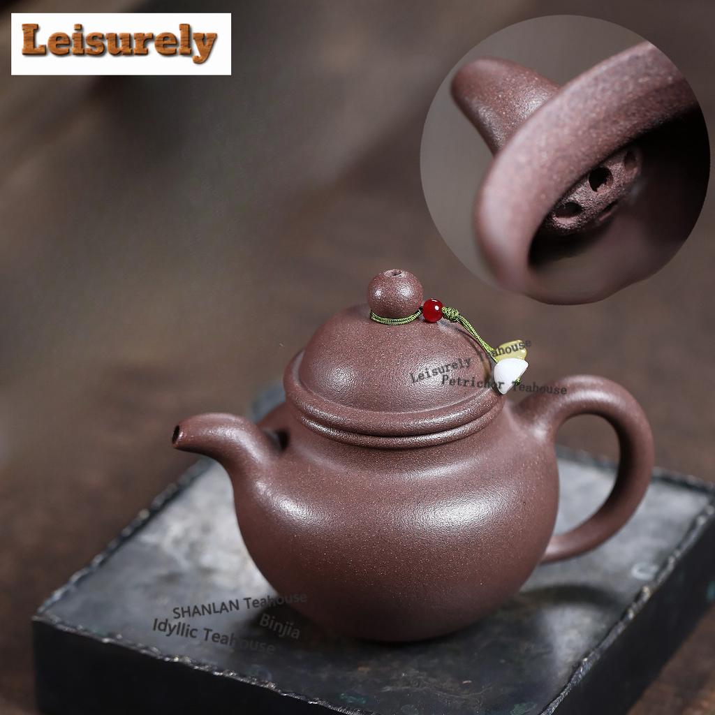 210ml Creative Yixing Purple Clay Teapots Handmade Duōqíu Pot Raw Ore Peach Blossom Mud Tea Maker Kettle Zisha Tea Set Cafes