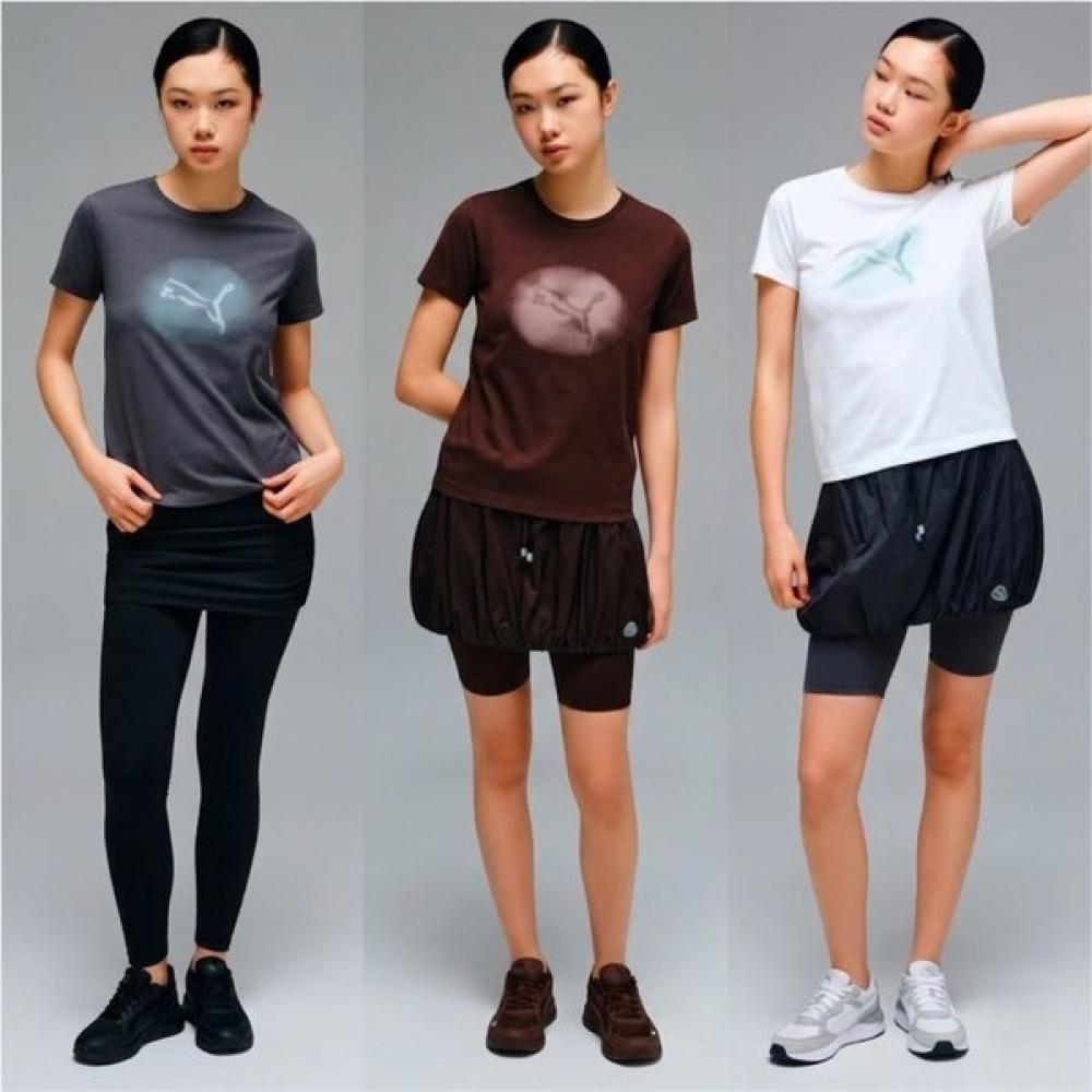 Puma Women S Cat Logo Short Sleeve Tee 529754 Grey/S