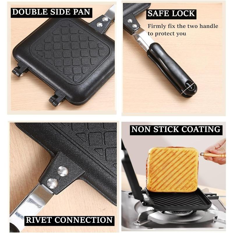 Aluminum Alloy Sandwich Maker Pan Non-Stick Sandwich Grill Pan Household Detachable Hot Sandwich Maker Double Sided pancake pan