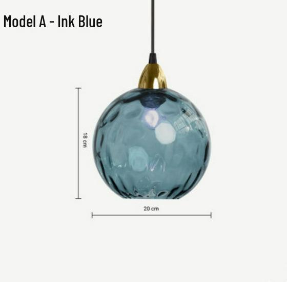 Nordic Embossed Colorful Glass Sphere Pendant Light for Bedroom, Bedside, or Restaurant Bar.