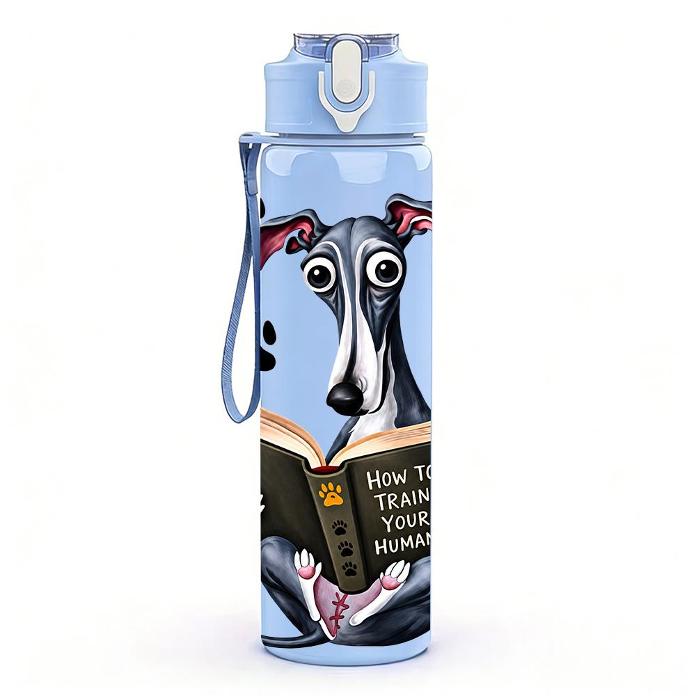 1 PZ Levriero da Lettura Cane 750ml Colore Plastica Borraccia Sportiva Tappo a Vite Anti-perdita con Cannuccia Pieghevole Adatta per Sport Ufficio Uso Domestico