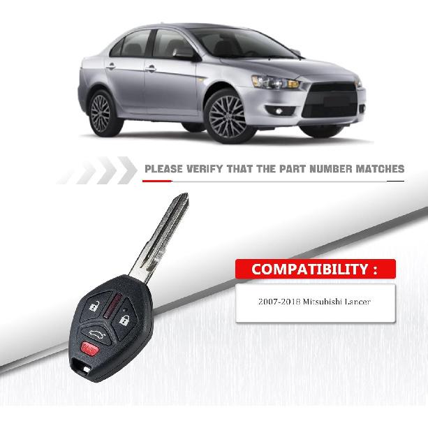 4-BTN Car Entry Remote Key Fob Transponder Ignition Key Control Replacement Fit for 2008 2009 2010 2012 2013 2014 2015 2016 2017 Mitsubishi Lancer
