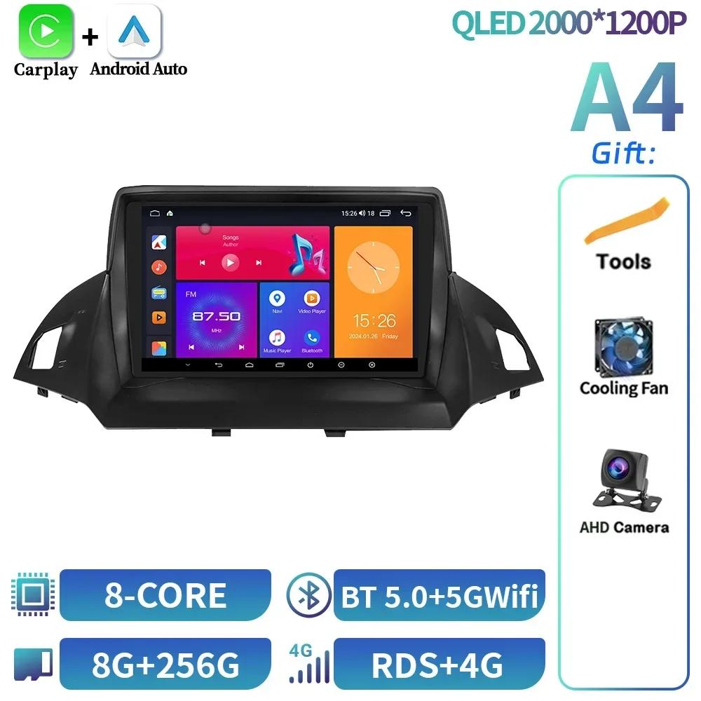 For Ford Kuga 2 Escape 3 2012-2019 Car Radio Wireless Bluetooth Carplay Android 14 Multimedia GPS Navigation Touch Screen Stereo