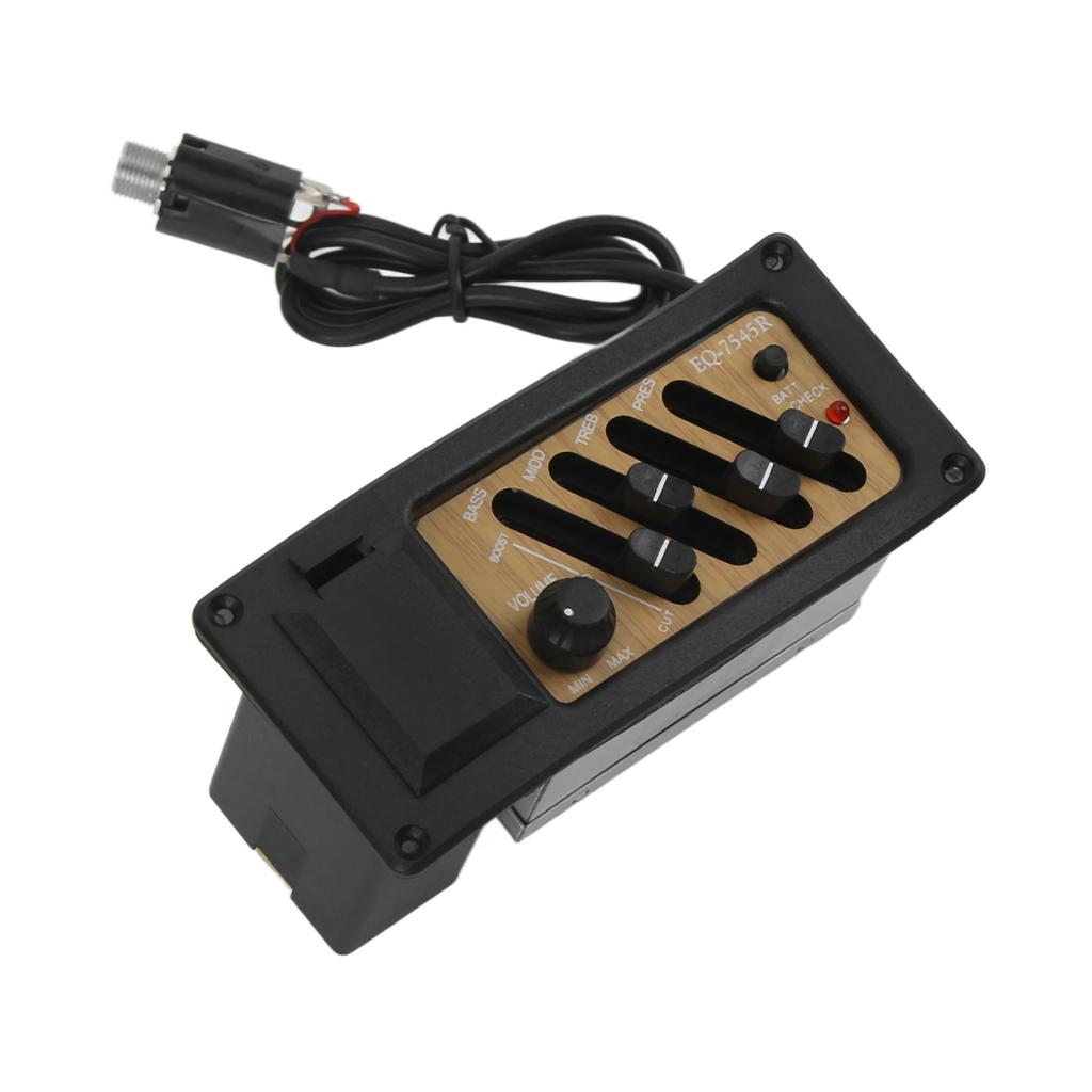 Acoustic Guitar Pickup Preamp Piezo 4 Band EQ Equalizer System Wood Grain Color 7545R