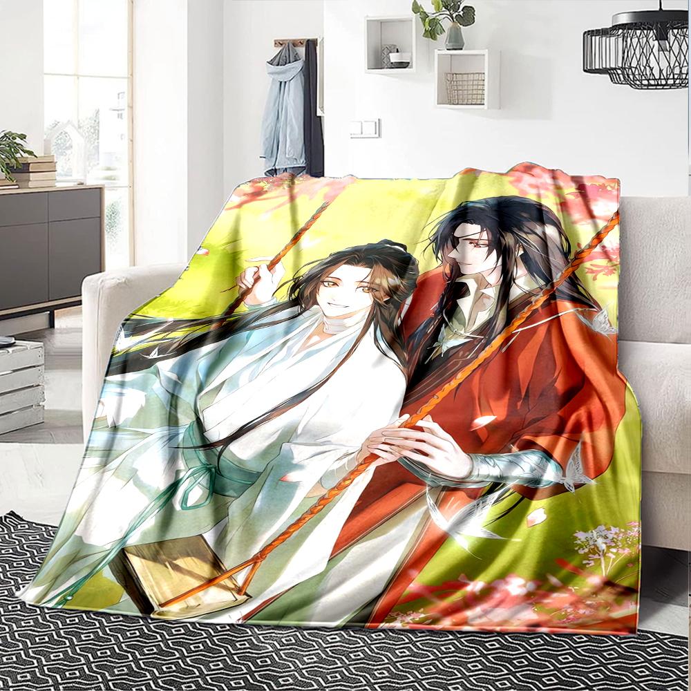 1Pc Heaven Official's Blessing Anime Print Blanket Soft Comfortable Polyester Throw Blanket Allseason Warm Coverlet Bedroom Office Outdoor Gothic Fant