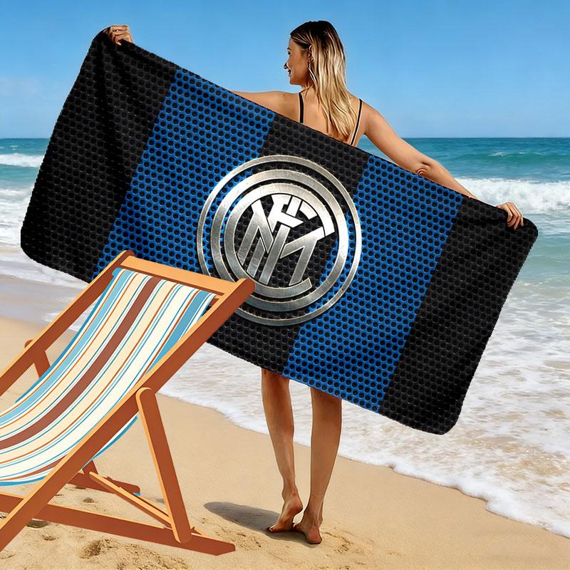 FC Internazionale Milano Print Beach Towel, Large Soft Quick Dry Towel for Beach Camping Swimming
