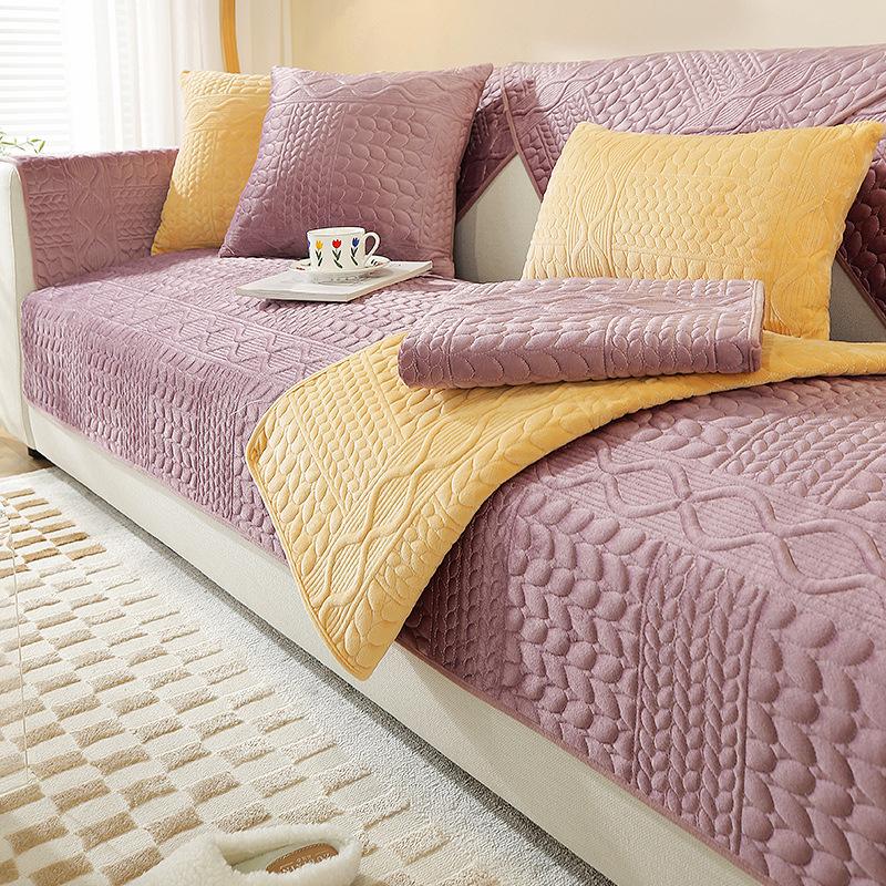 Affordable Luxury Style Plush Sofa Cushion Winter Cover Armrest Cover Towel Backrest Cover Towel Non-Slip Seat Cushions