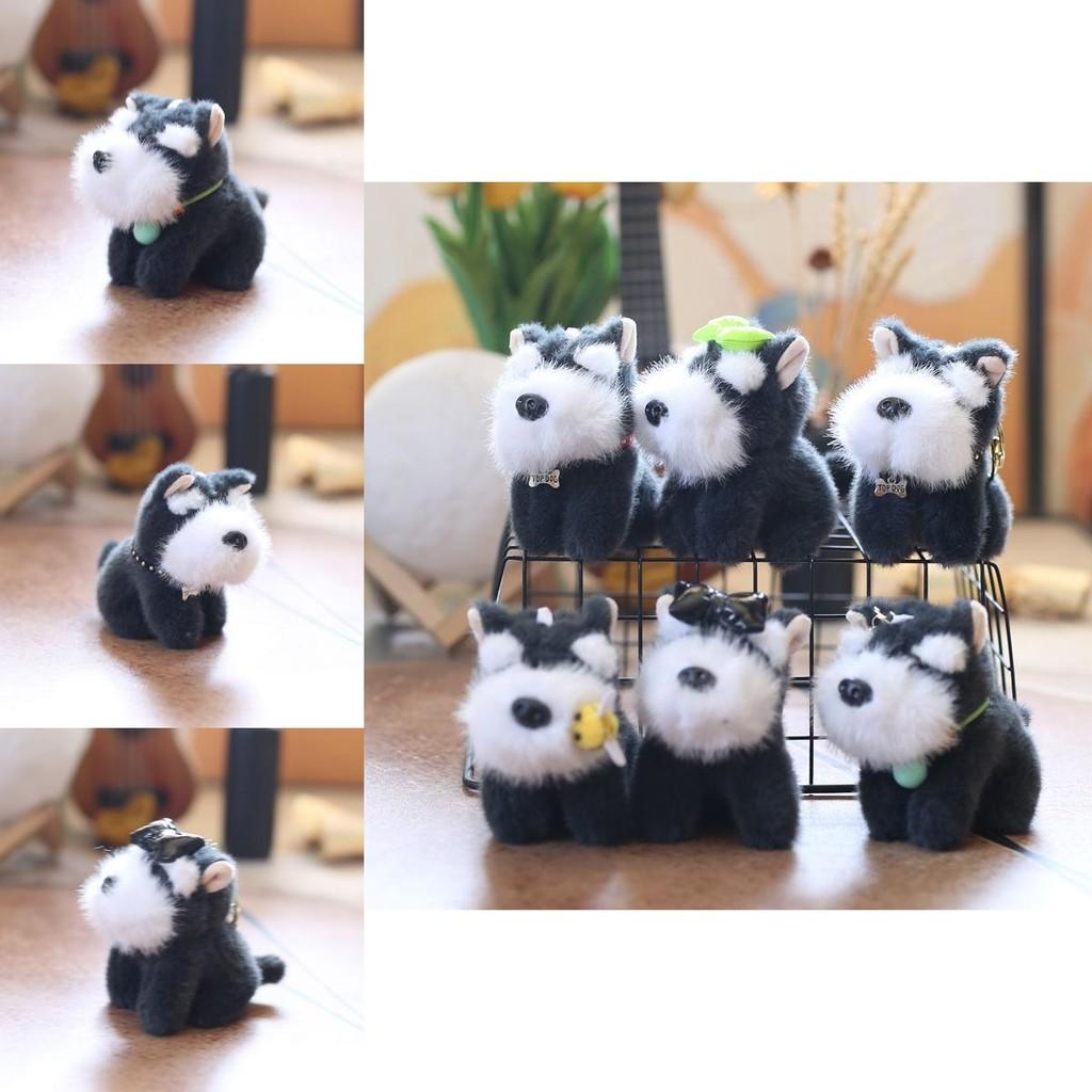 Schnauzer Plush Doll Keychain Super Soft Short Fur Stuffed Animal Gift For Collectors