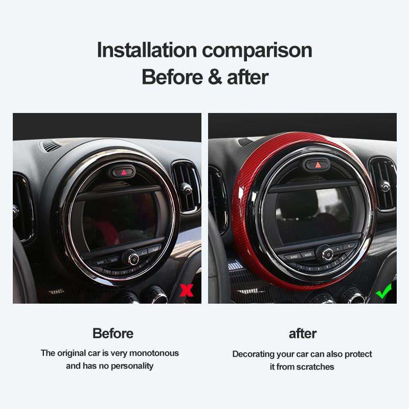 Central Control Screen Outer Ring Decorative Shell For F60 Countryman Car Styling Interior Accessories Plastic Carbon Sticker