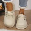 Waterproof Eva Furry Mules Slippers Women Winter Metal Buckle Warm Plush Slippers Soft Thick Bottom Non Slip Indoor Shoes(Order A Size Up)