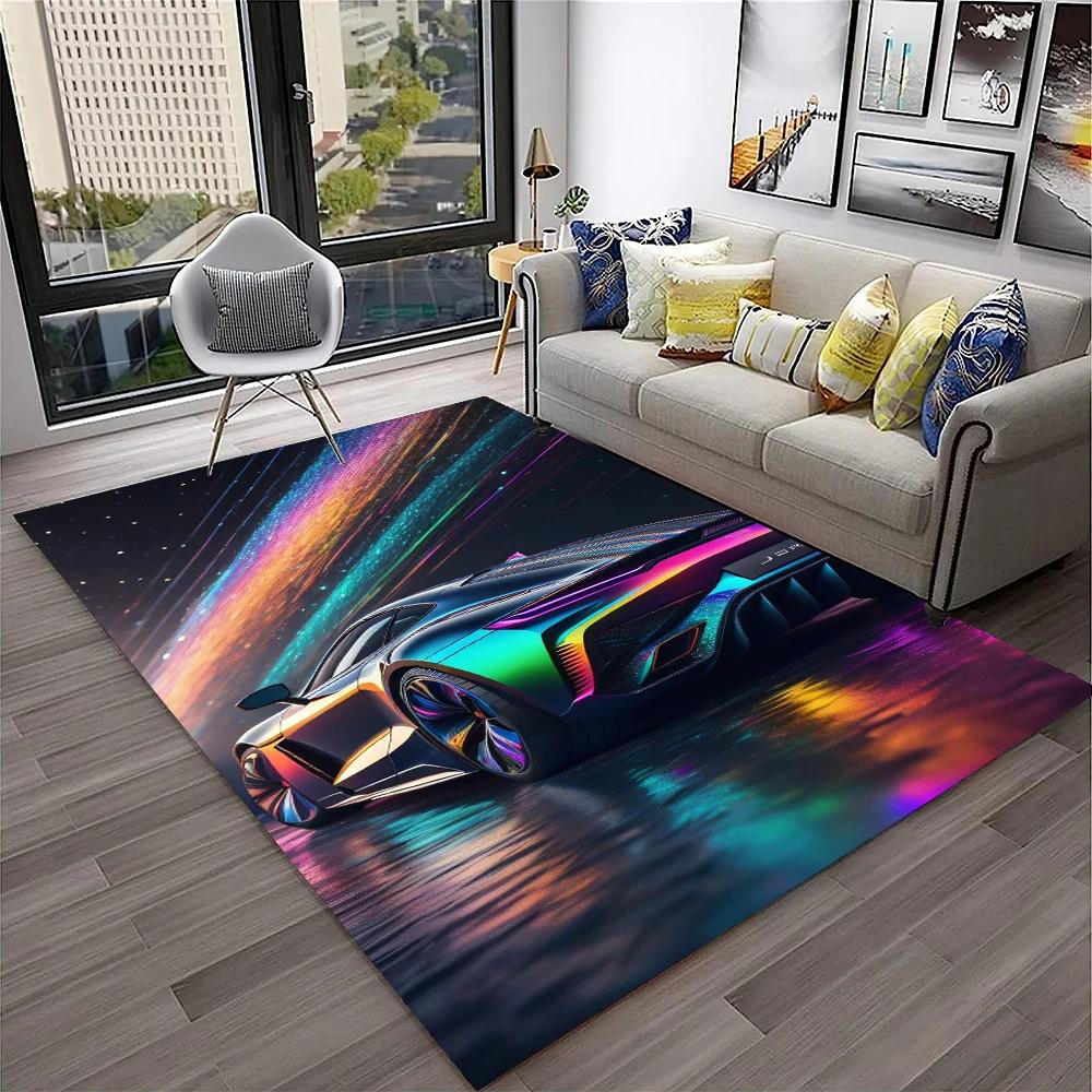 Racing Car Sports Car Carpet Rug for Home Living Room Bedroom Playroom Sofa Doormat Decor,Kids Game Area Rug Non Slip Floor Mat