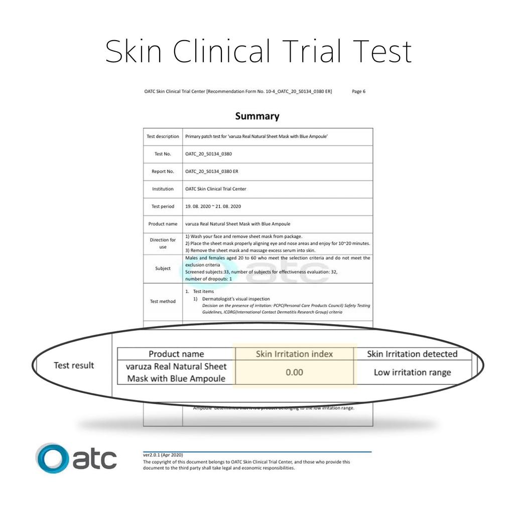 Varuza Real Natural Tuchmaske und Blaue Koreanische EWG Nr. Künstliche 10 Blatt Ampulle, Fluoreszenzfrei, Bleichmittelfrei, Zusatzstofffrei, Duftstofffrei,