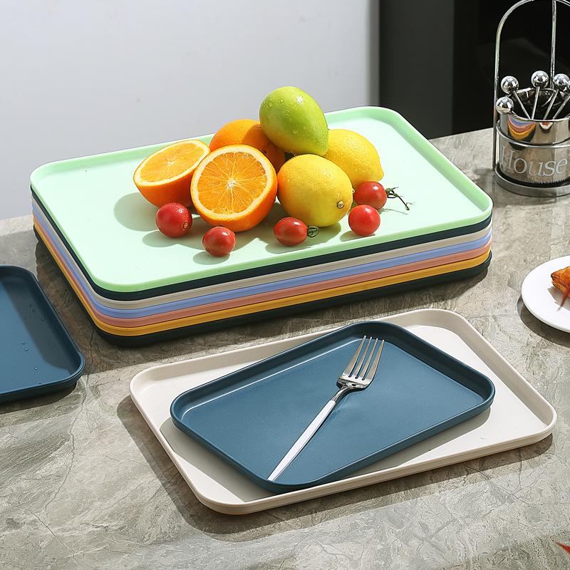 Chong Gu Wheat Straw Plastic Tray Thickened Anti-Drop Fruit Plate Stall Kindergarten Special Plate High Value