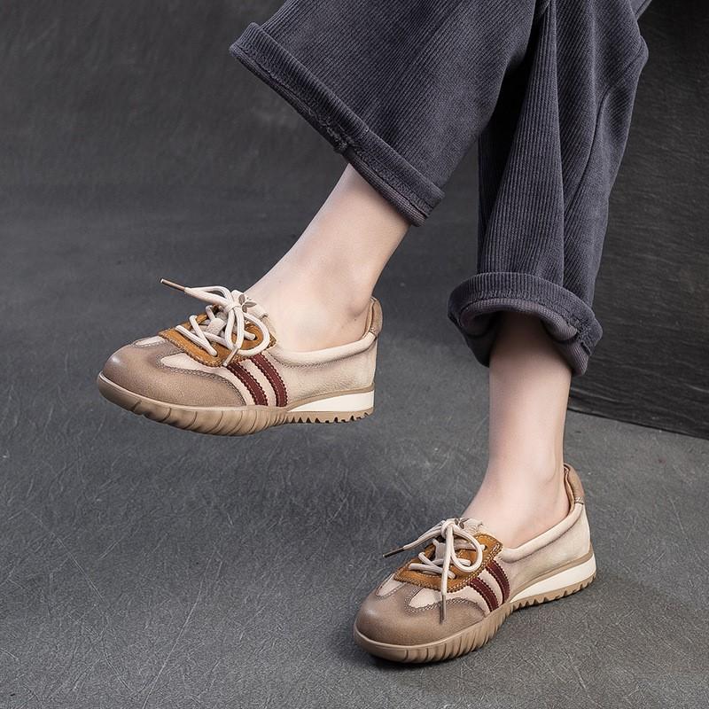 Fashion GKTINOO 2025 Spring New Flat Lace-up Shoes Mixed Colors Comfortable Leisure Soft Soled Women's Slip-on Shoes