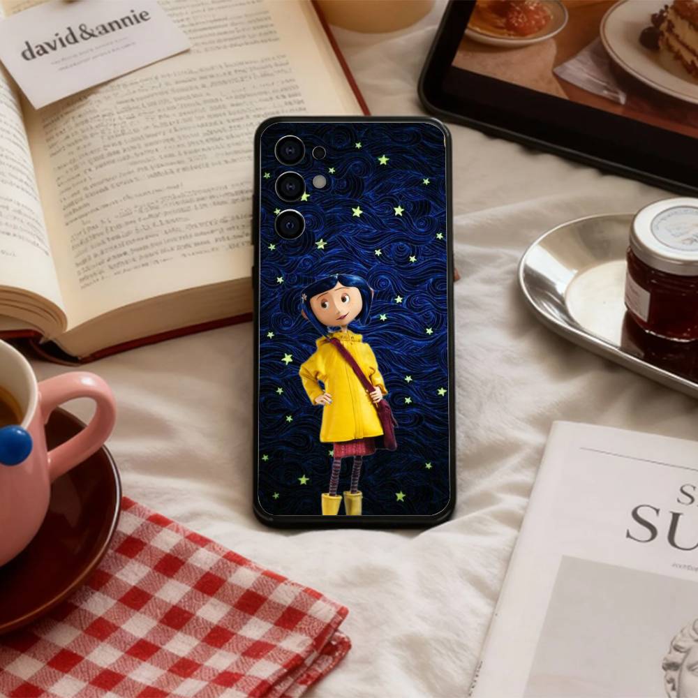 L-Little Girl C-Coralines Cute   Phone Case For Samsung S 25,24,23,22,30,21,10,9,Ultra,Plus,Lite,FE,4,5 G Soft Black Case