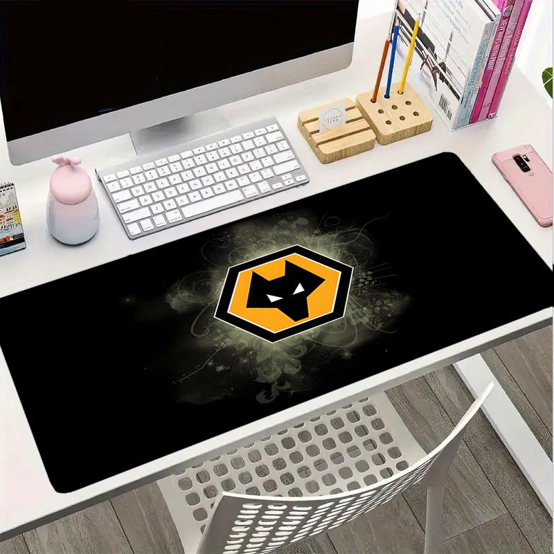 Flammende Wölfe Emblem Wanderer Mauspads, Gaming-Mauspad, Tastaturmatte, Schreibtischdekoration für Computer-Notebook, Fan-Geschenk, Geburtstagsgeschenk