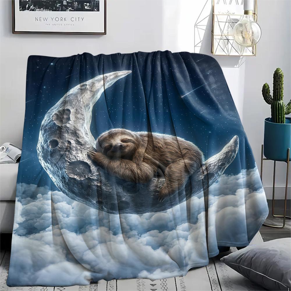 Small animal sleep clouds Print Flannel Blanket,High quality Comfortable for All Seasons,Home Decor,Warmth and Comfort,Perfect for Christmas Gifts