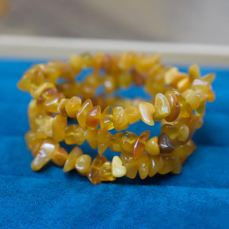 Natural Baltic Amber Raw Stone Freeform Honey Wax Bracelet for Adults
