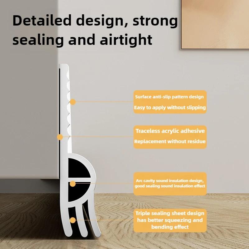 TPE Door Bottom Weatherstripping Triple Soundproof Design For Frameless Sliding Doors Cabinets Closets Shower Rooms 1m