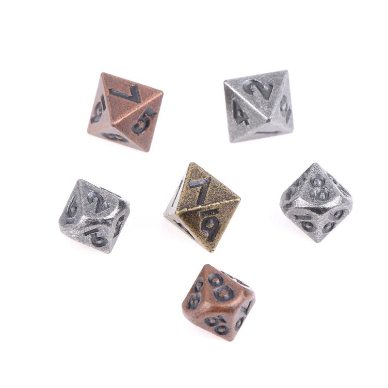 7Pcs/Set Metal Mini Archaized Board Game Dice Set Polyhedral Table Game Dice Role-Playing Dice For Role Playing Games