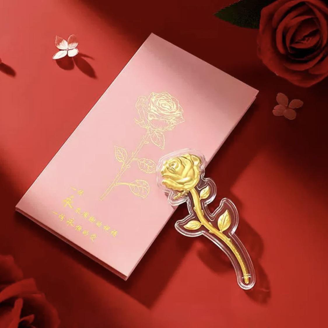 Gold Foil Rose Bouquet Gift Box for Qixi Festival