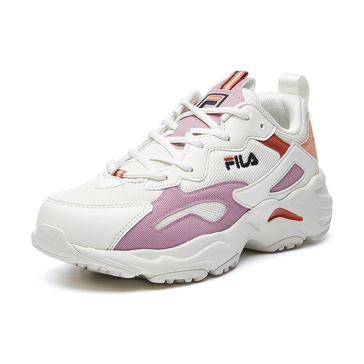 Fila Tracer Fabric Synthetic Leather Round Toe Comfortable Shock Absorbing Wear Resistant Breathable Low Top Dad Shoes Women Sneaker F12W041104FSP