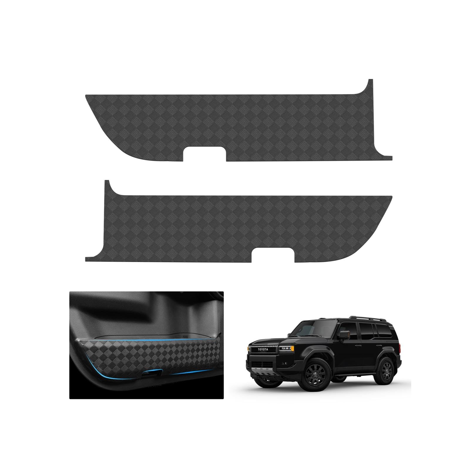 

ruiya Новый Toyota Land Cruiser 250 Защита порогов Специальная накладка на дверь для защиты от ударов ногой для Land Cruiser Большой узор под карбон Защищает дверь Изготовлена из серый