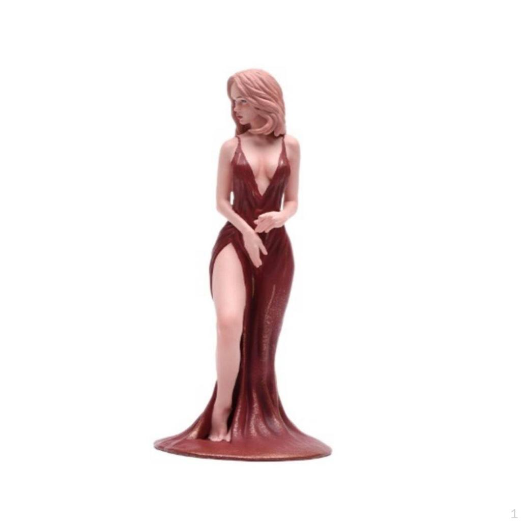 Miniature Woman Figurine Collectible Solid for Desktop, Bookshelf
