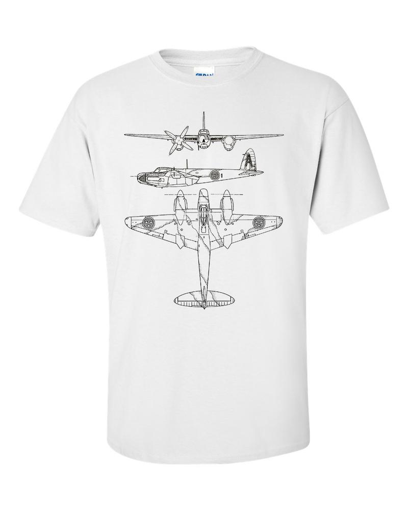 Mosquito TShirt Technical Drawing WW2 Aircraft Blueprint Mossie Shirt 2XL