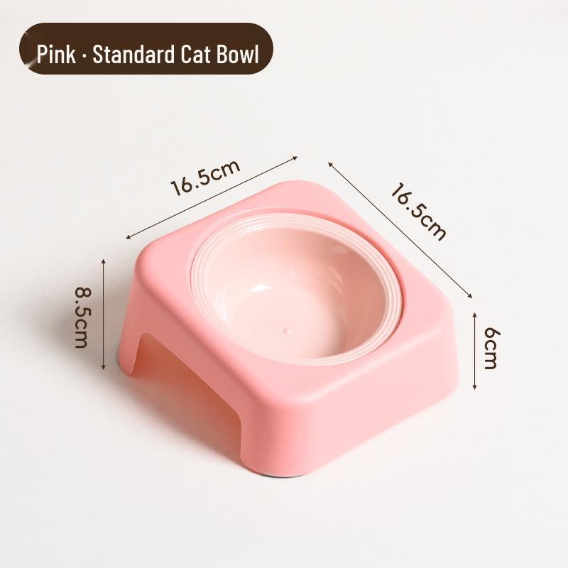 Slanted Double Cat Bowl - Anti-tip, Stainless Steel, Detachable, Washable, Anti-black Chin Cat Food and Water Bowl.