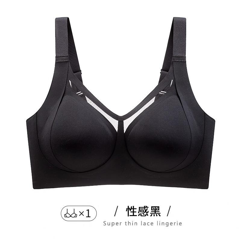 

Traceless underwear women s big breasts show small thin back full cup adjustment type pull-up anti-sagging collection breast bra 3XL 42/95BCD