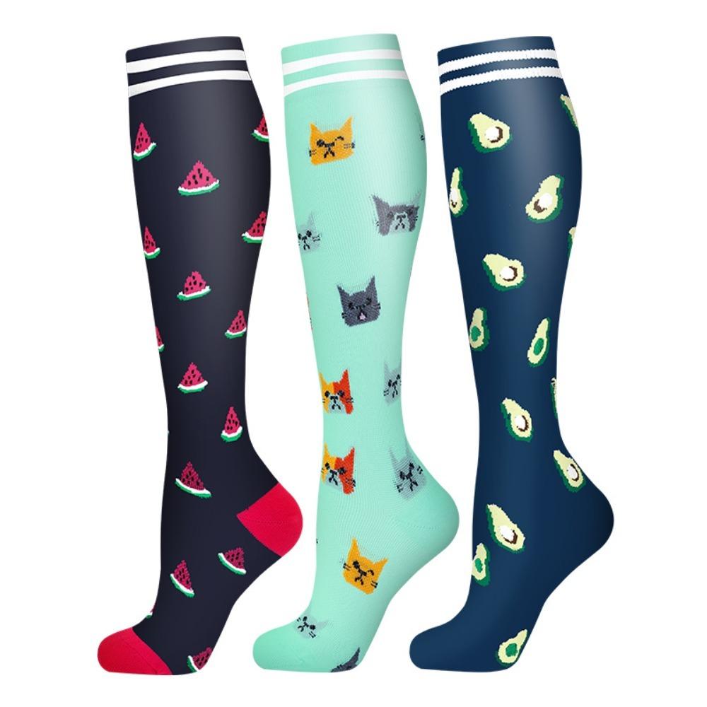3 Pairs Breathable Compression Socks Soft Nurse Calf Pressure Leg Socks  for Outdoor Sports