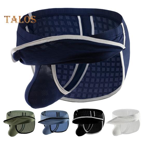 Men Thong Sexy Low-Rise Elastic Waistband Slim Fit Briefs Solid Color Breathable Mesh Panties Daily Wear