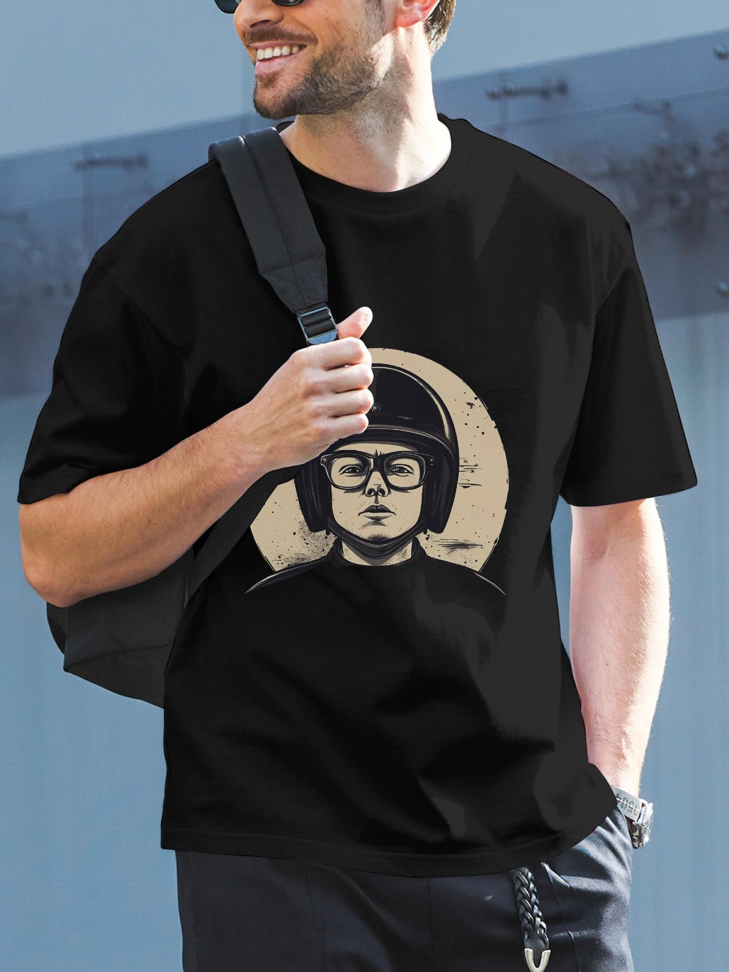 1pc helmet graphic distressed black T-shirt XXL