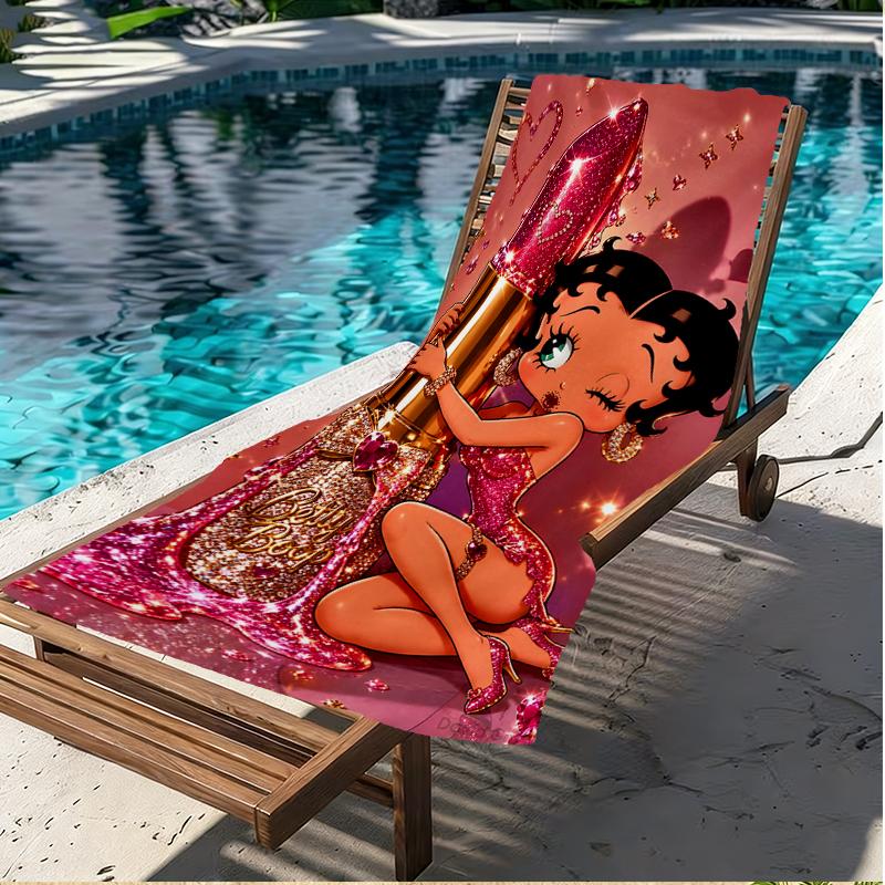 Betty Boop Print Beach Towel, Versatile Lightweight Absorbent Beach Towel for Pool Surf Yoga Bathroom, Perfect Birthday Holiday Gift