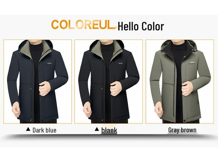Trendy Men's Winter Hooded Cotton Jacket - Fashionable Business Casual Style, Plus Velvet Warmth for Middle-Aged Dads (2025)