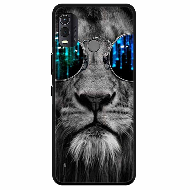Soft Silicone Cover For Nokia C22 Case 2023 TPU Wolf Lion Painted Black Phone Coque for Nokia C22 C 22 4G Black For NokiaC22
