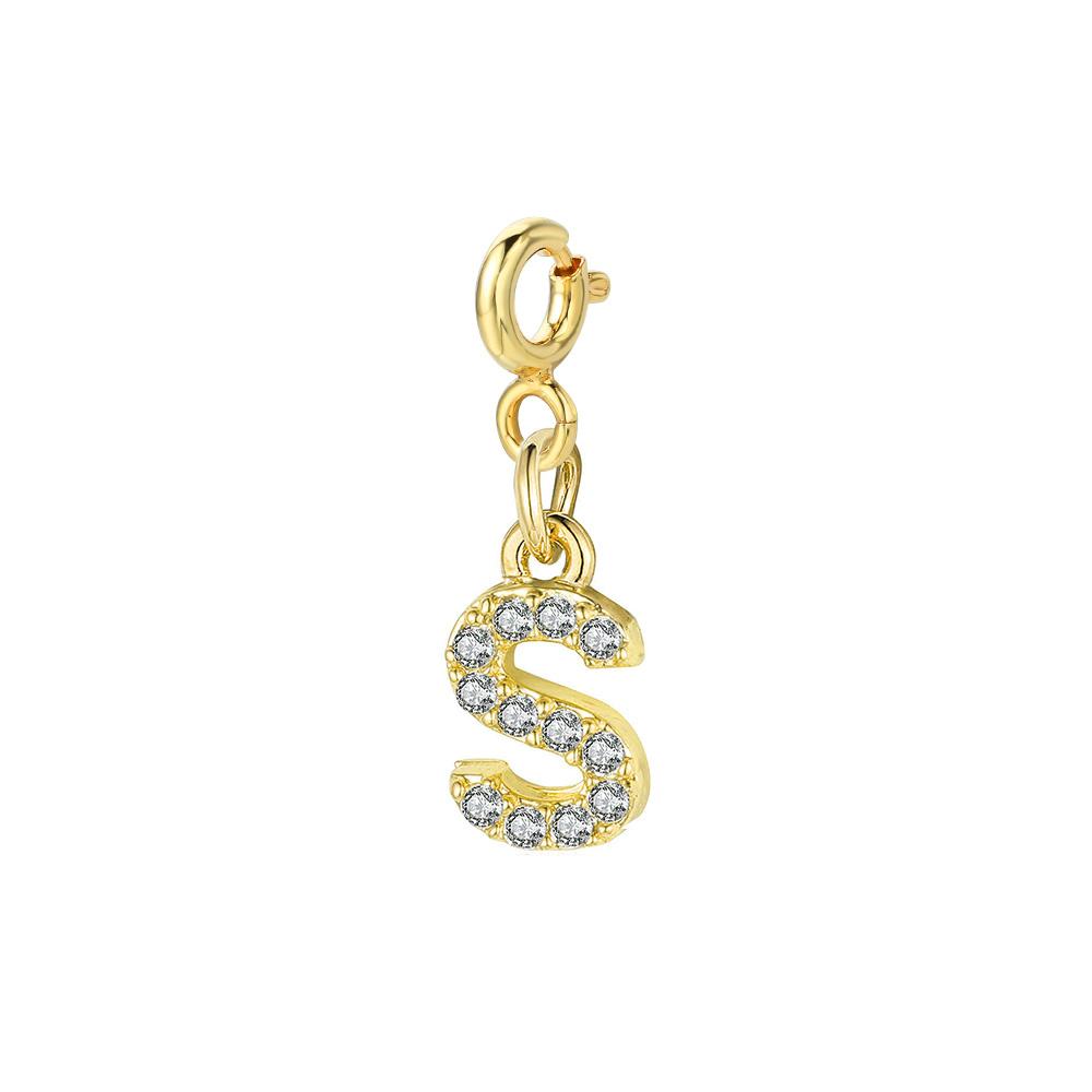 Trendy Gold Color Micro-inserts Zircon Alphabet Charm DIY Making Letter Pendant Necklace Bracelet Accessories Fashion Jewelry