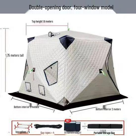 Portable Winter Ice Fishing & Camping Shelter: Thick Cotton-Padded, Windproof, Warm, and Cold Protection Tent