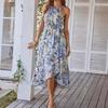 GMXIA Fashion Print Halter-neck Bohemian Dress Summer Casual Holiday Dress