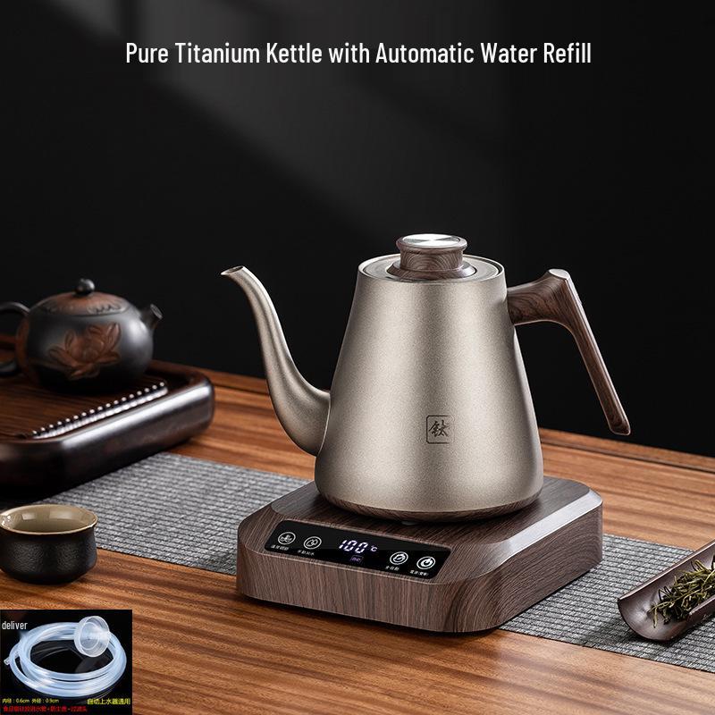 Pure Titanium Self-Watering Electric Kettle with Bottom Water Inlet for Tea Brewing – Insulated Single Kettle for Integrated Tea Table