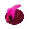 Mini Hat Clip Small Tea Party Top Hat Fascinator Hair Pin with Flower Feather for Girls Birthday Costume Hair Accesories
