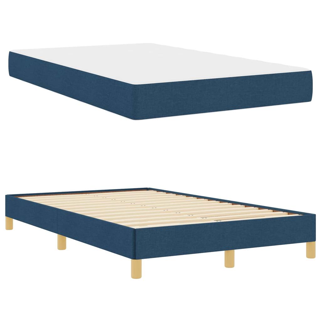 Box Spring Bed with Mattress Blue 120 x 190 cm Fabric
