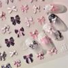 1pcs 5D Exquisite Pink Bow Nail Sticker Colorful Small Ribbon Adhesive Decals Nail Art Decoration DIY Accessory