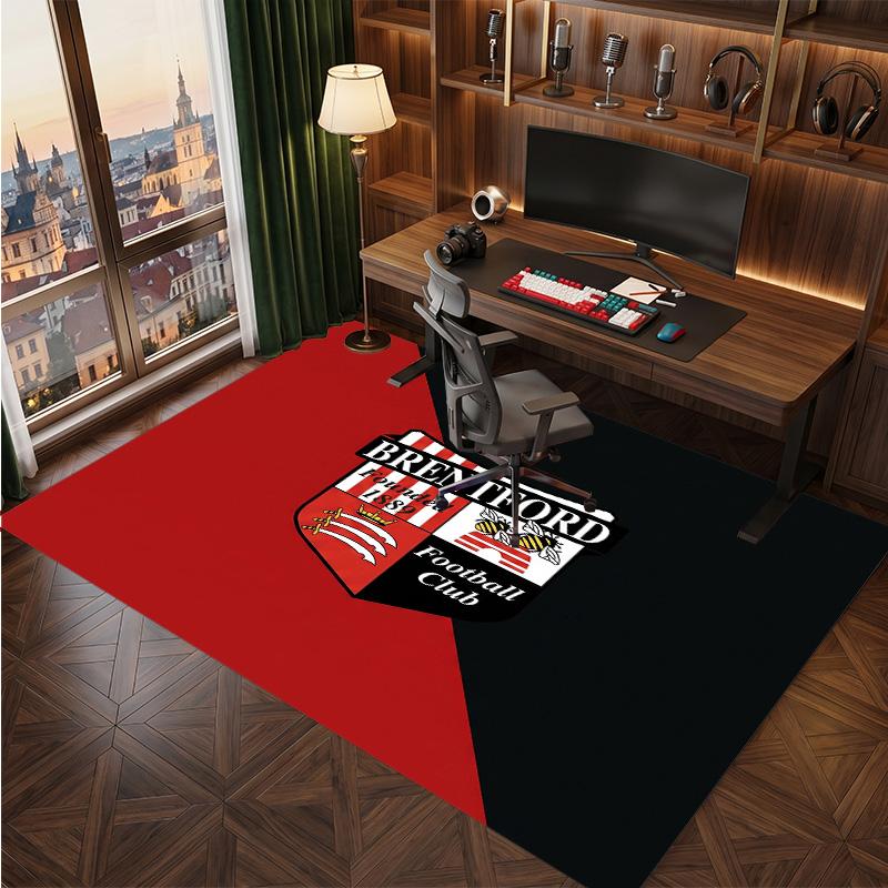Brentford Football Print Crystal Velvet Rug, Comfortable Water Absorbent Non Slip Indoor Floor Carpet