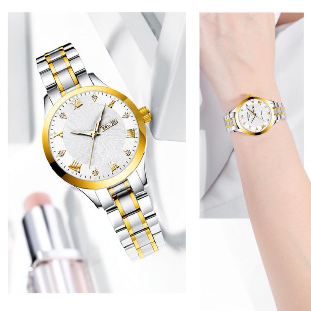 Modern Women Quartz Watch For ORUSS Simple Steel Band Waterproof Luminous Pointer Fashion Elegant Office Casual Wrist Clock